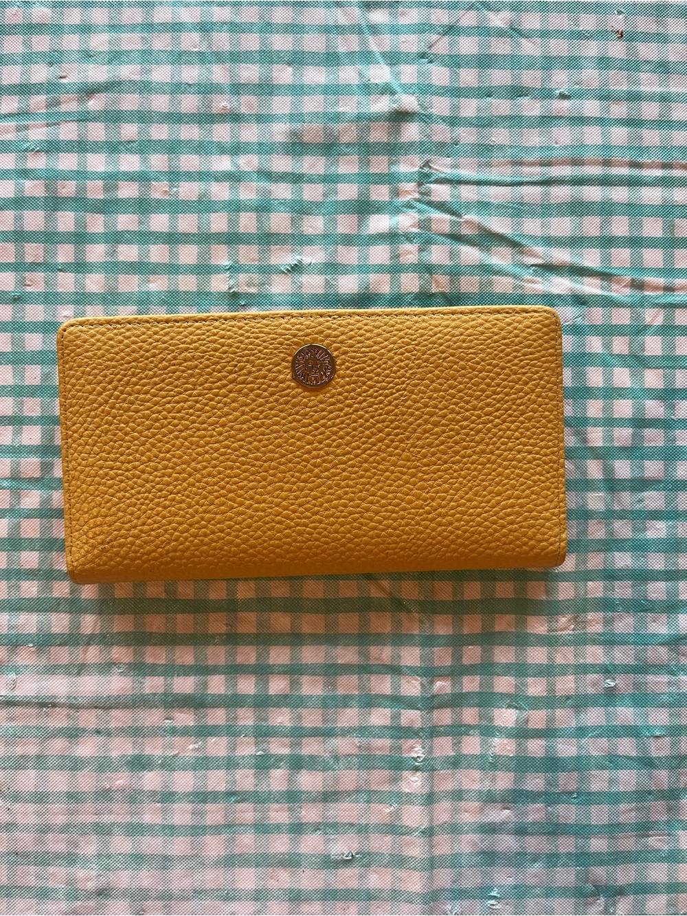Anne Klein Yellow Pebbled Leather Wallet - Women's Zip Wallet